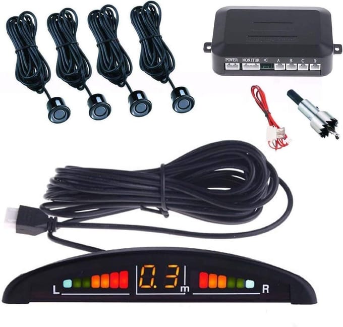 Parkeersensoren voor auto met 4 sensoren en led-display