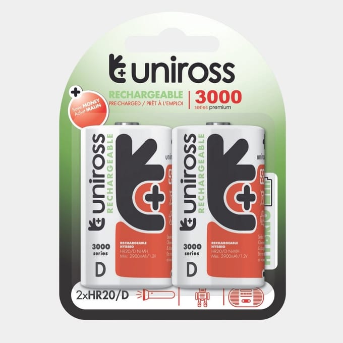 Uniross NiMH Hybrio D/HR20 1.2V 3000 2 pack