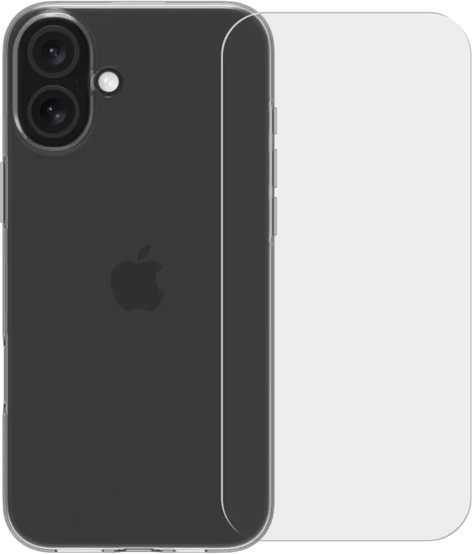 BlueBuilt Back Cover Apple iPhone 16 Plus Transparant + Screenprotector Glas