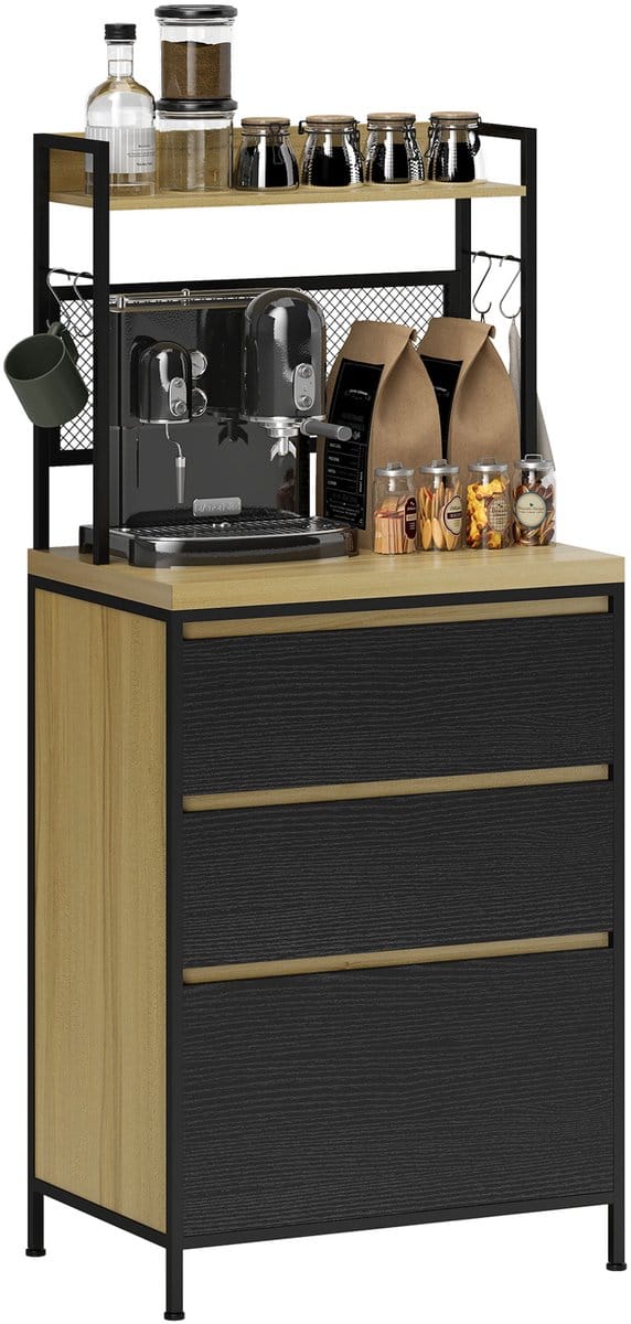 HOMCOM-Keukenkast-MDF-60x40x132cm-Natuurhout
