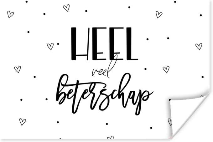 Poster Beterschap - Quotes - Hartjes - Zwart wit - 60x40 cm
