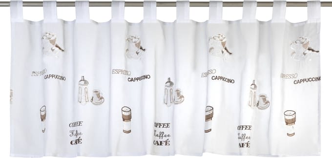 Elbersdrucke Bistro Gordijn Espresso 48x140 cm wit-bruin transparant