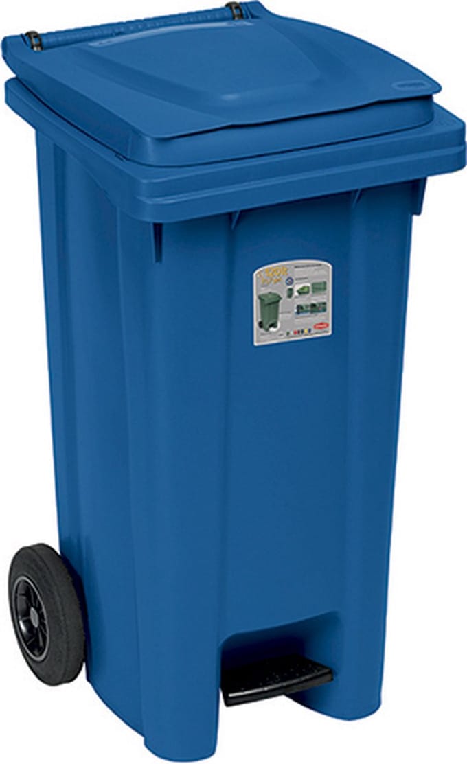 Afvalcontainer - 120 liter - Kliko - Rolcontainer - Met pedaal - Met afvalzakhouder - Blauw