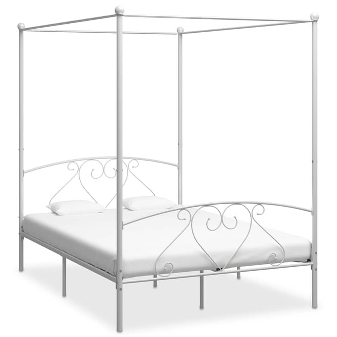 vidaXL - Hemelbedframe - metaal - wit - 160x200 - cm