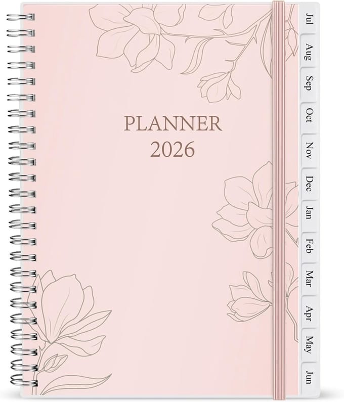 2024 Planner - Week Maand Overzicht - Dagelijkse Planning - 12 Maand Tabs - 15x21cm - Roze