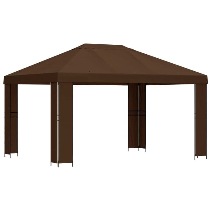 vidaXL - Prieel - 4 - × - 3 - m - Bruin - Polyester - en - Staal - 190 - gsm