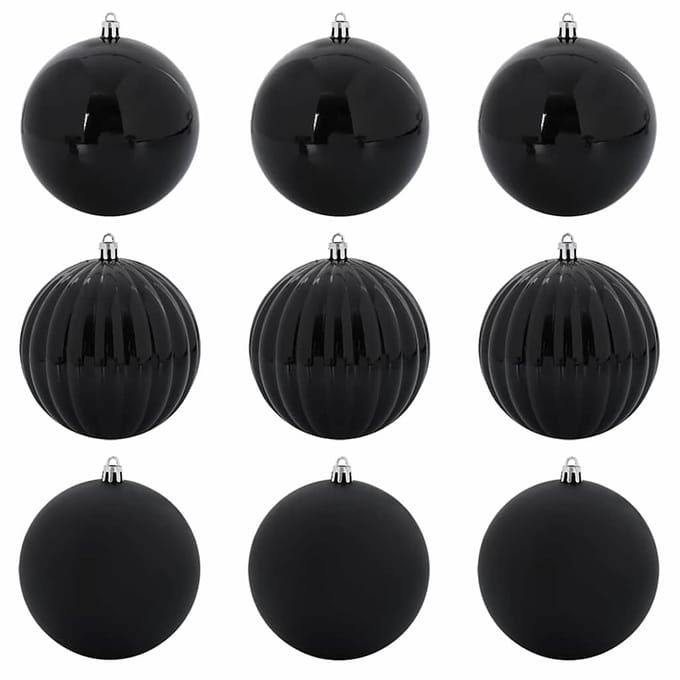 vidaXL - Kerstbal - Set - XL - 9 - st - Zwart - Ø - 15 - cm - Kunststof