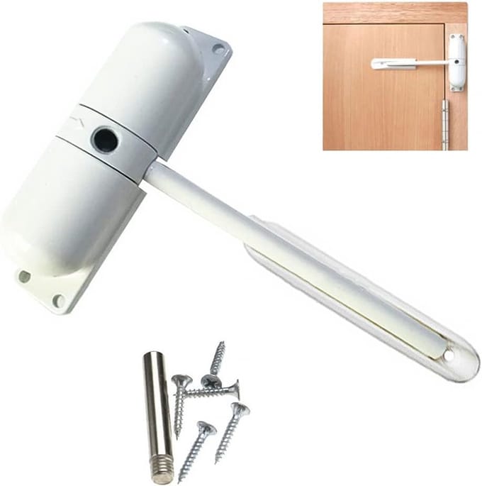 Automatische deursluiter - verstelbaar - hydraulische deursluiter - wit - robuust - veerbelast