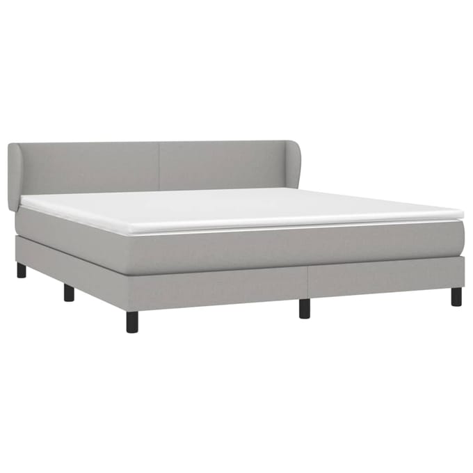 vidaXL - Boxspring - met - matras - stof - lichtgrijs - 180x200 - cm