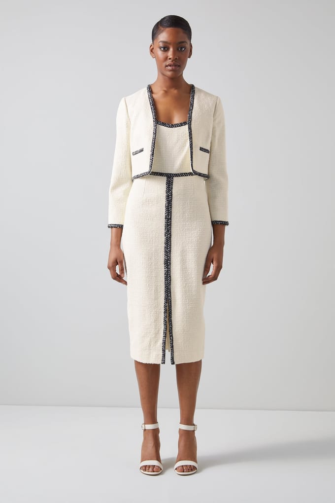 LK Bennett Jk Tara - V-neck Edge To Cream/navy Maat: 20 | Blazers Outlet | Dames | Blauw