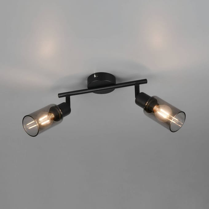 Reality Leuchten Spot Mars, lengte 48 cm, matzwart, 2-lamps, metaal E14