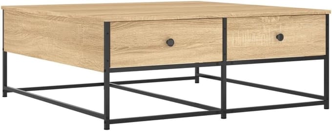 Salontafel 100x99x40 cm van bewerkt hout in sonoma eikenkleur