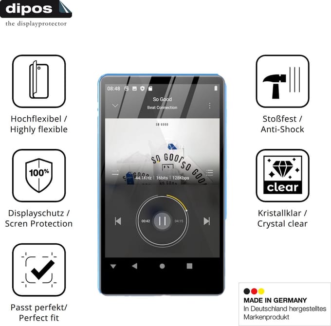 dipos – 2x Beschermfolie geschikt voor SWOFY M503 Pro MP3-Player | 3D Full Cover Screenprotector | 100% Passend