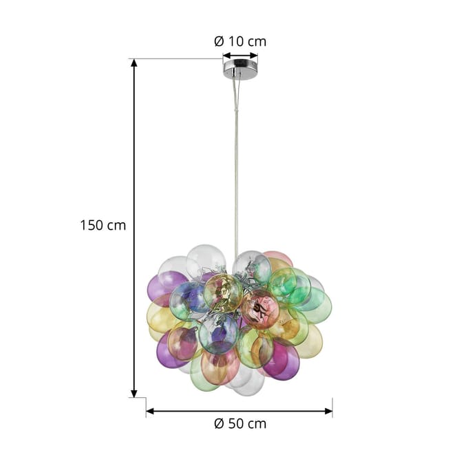 Lucande - hanglamp - 8lichts - glas - H: 50 cm - G9 - meerkleurig
