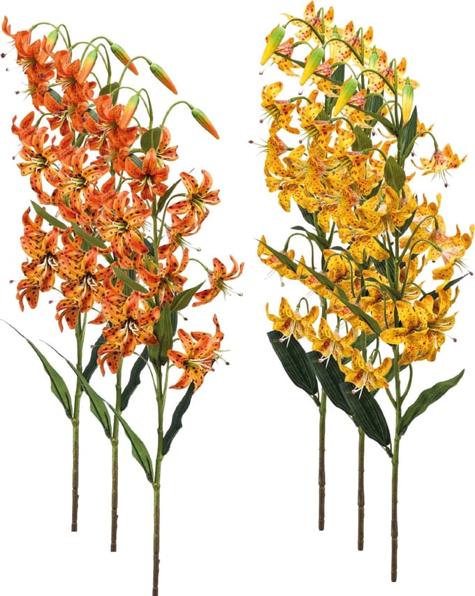 Emerald - Kunstbloem Lelie 80cm Oranje - Set van 6 - Kunstplant voor binnen