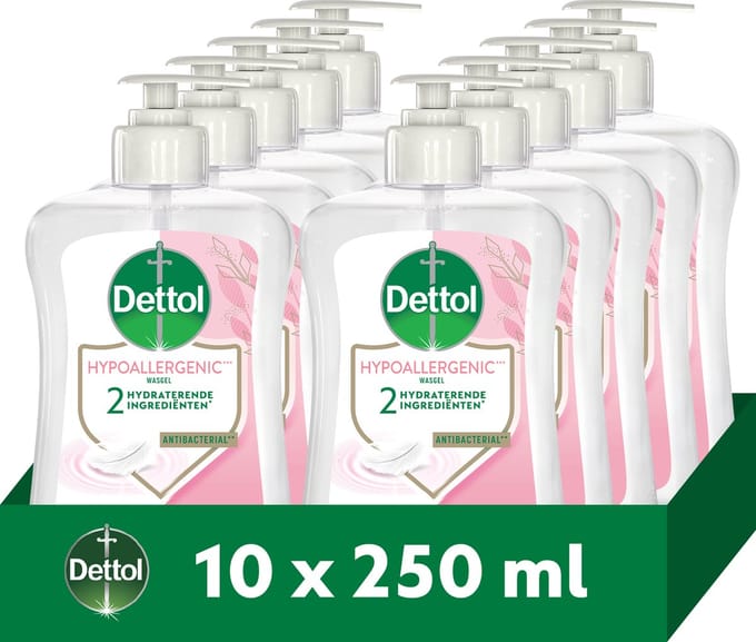 Dettol Handzeep Hypoallergenic 250ml - 10 stuks - Voordeelverpakking