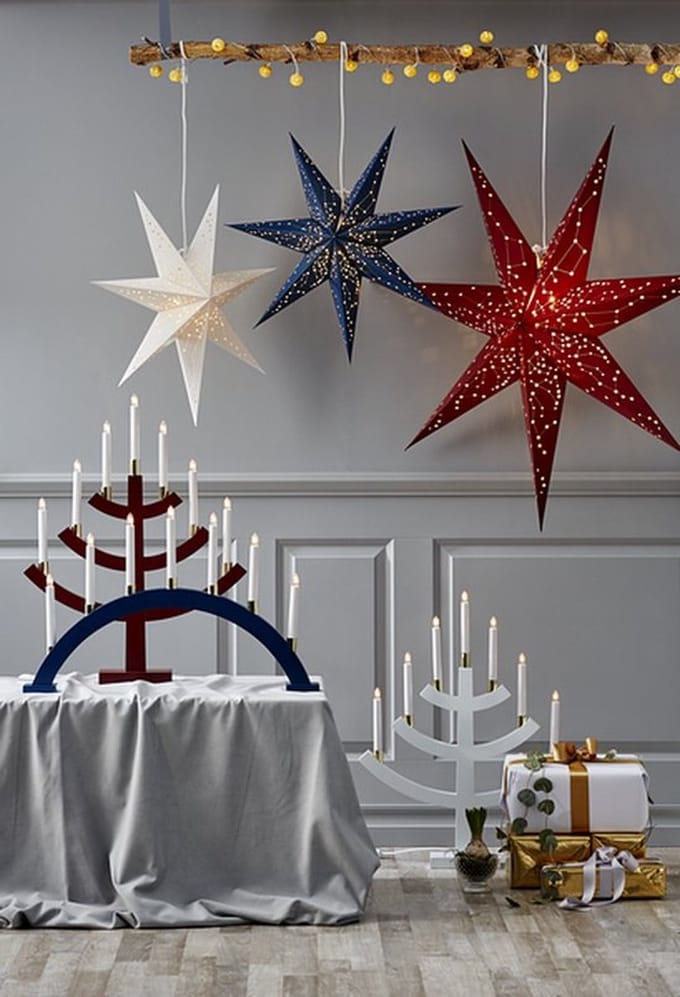 Blauwe hangende sterrenlamp Galaxy met E14 fitting -60cm -met stekker -Kerstdecoratie