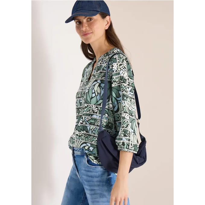 3/4-mouwen blouse met patchworkprint
