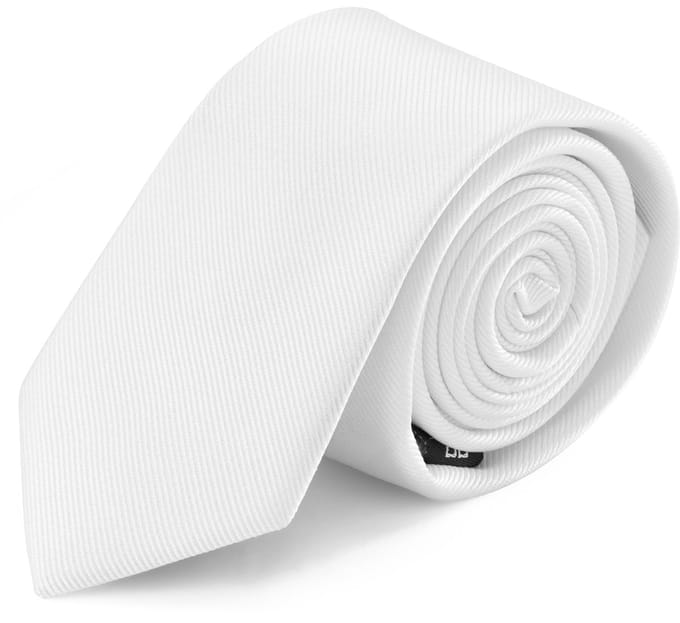 6 cm Stropdas van Wit Zijden Twill