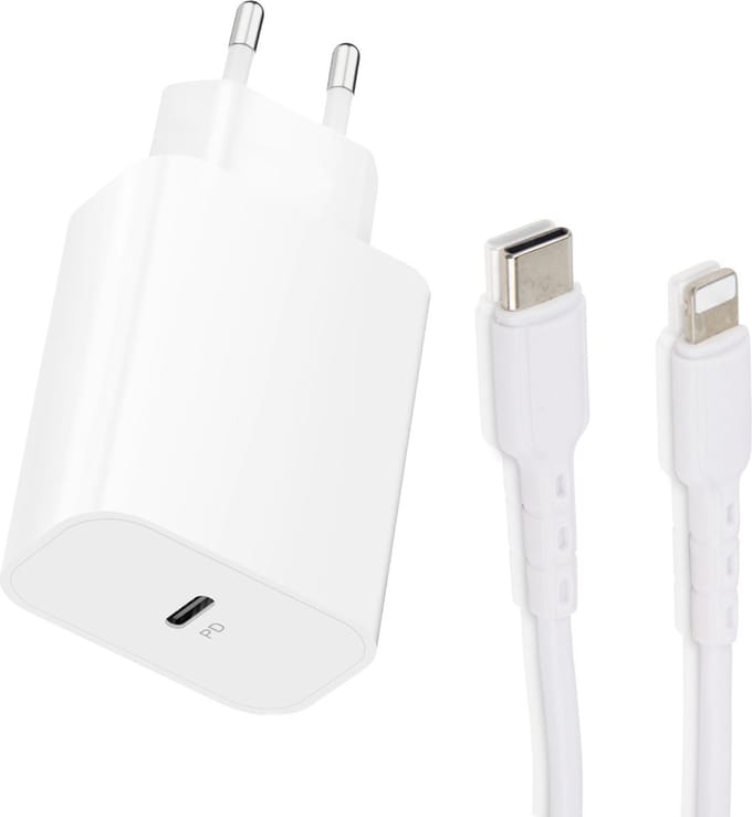 Snellader geschikt voor iPhone & iPad - Lightning - 20w - 1 Meter - Wit
