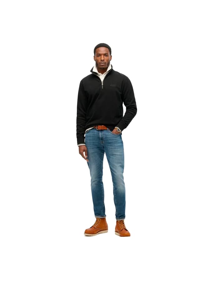 Superdry - Essential sweatshirt met logo en halve rits - Heren - Truien