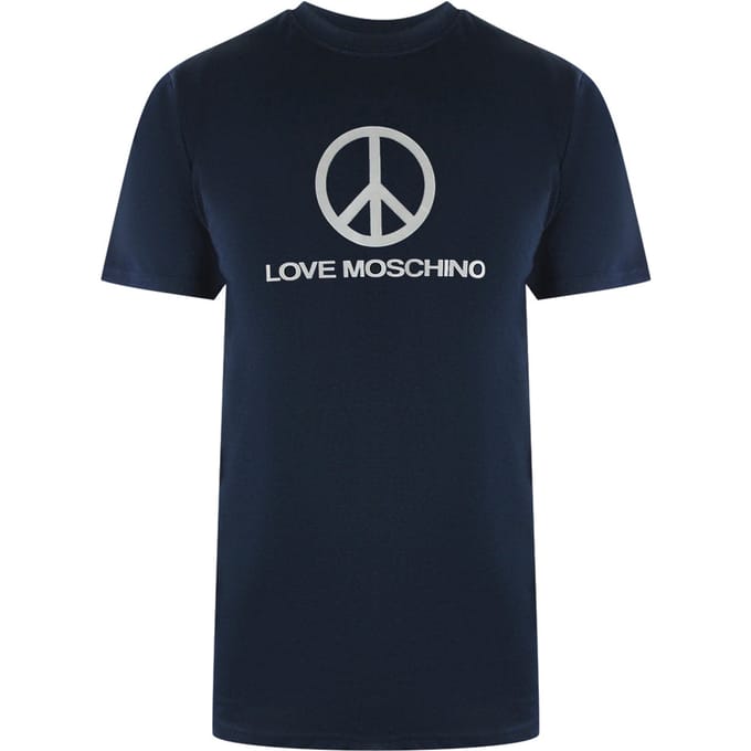 Love Moschino Peace Logo Marineblauw T-shirt