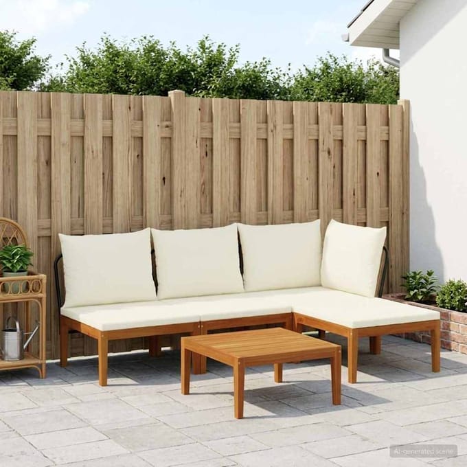vidaXL - 5 - st - Massief - acaciahout - & - touw - Naturel