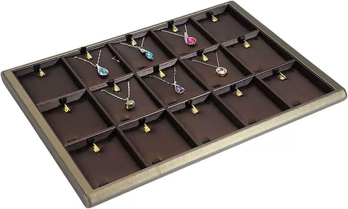 Sieraden Opberger - Sieradenbak - Sieraden Organiseren - 15 Compartimenten - 35x25 cm - Bruin
