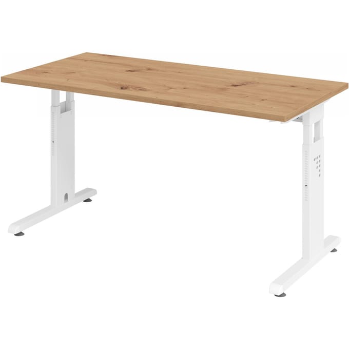 MEGA 614 W | Bureau - Tafelhoogte I In hoogte verstelbaar 140 x 67 Essen-Eik/Wit