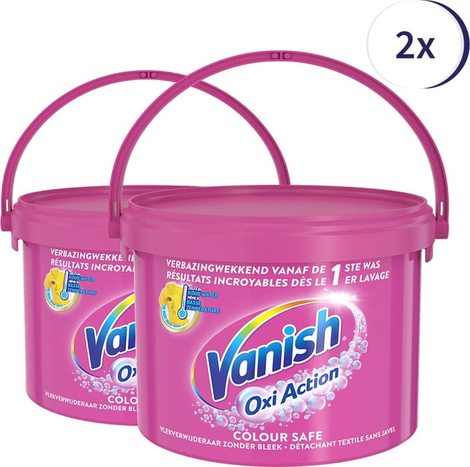 Vanish Oxi Action Colour Safe Base Poeder - Voor Witte & Gekleurde Was - 2.7 kg x2