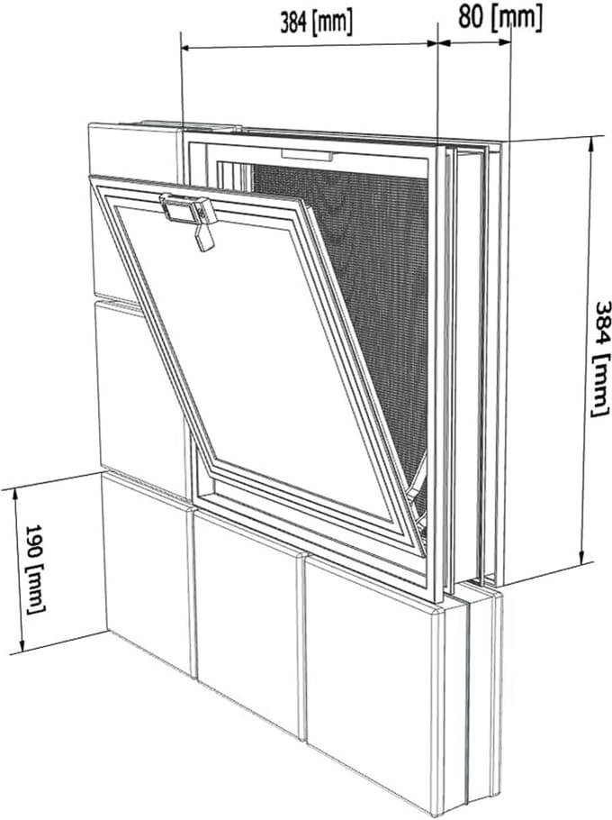 Ventilatieraam Wit met Vliegengaas 19x19x8cm voor Ventilatie