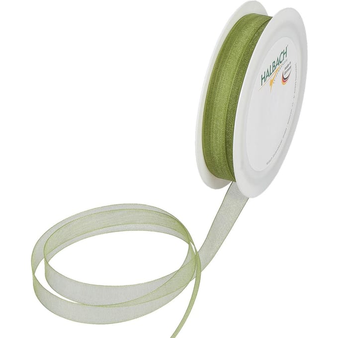 Organza lint, 10 mm - Mosgroen
