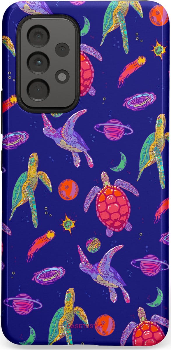 Casetastic hoesje geschikt voor Samsung Galaxy A53 (2022) 5G - Dubbellaagse bescherming - Kosmische schildpad - Fashion Case - Donkerblauw Lavendel