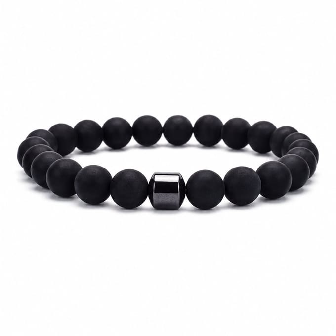 XYZ Goods Armband Heren Onyx Kralen - Natuursteen - 19cm - Elastisch