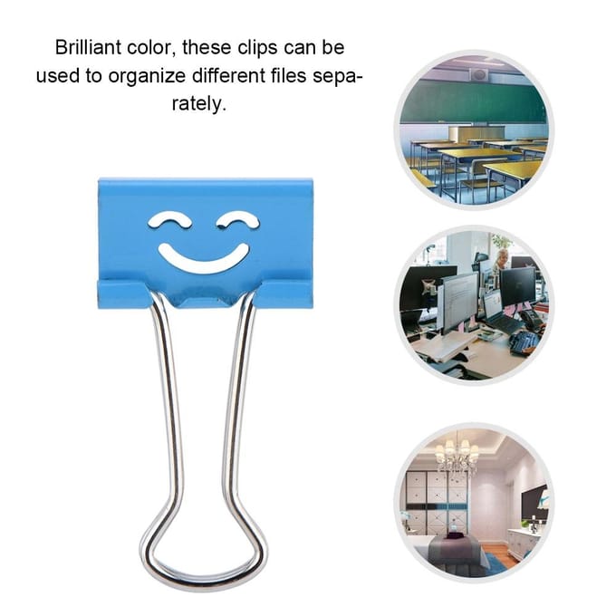 40 STKS/Doos Schattige Creativiteit Kleur Lachend Gezicht Metalen Papierklem voor Kantoor School gray