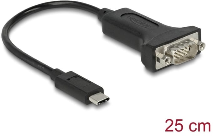 Delock Adapter USB Type-C™ to 1 x Serial RS-232 D-Sub 9 pin male with nuts 25 cm