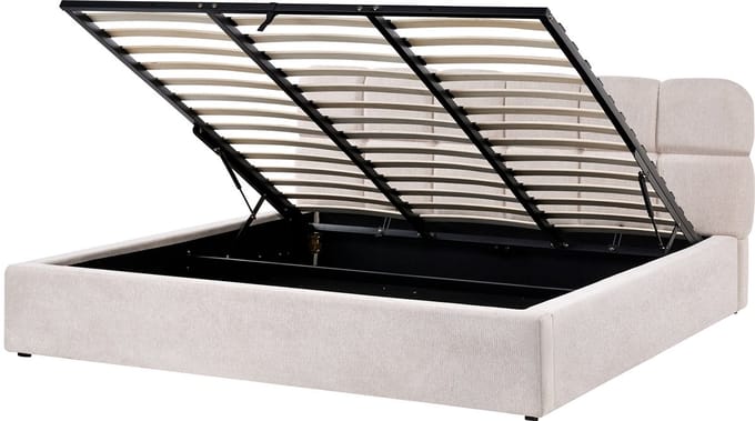BASTON - Bed met opbergruimte - Lichtbeige - 180 x 200 cm - Polyester