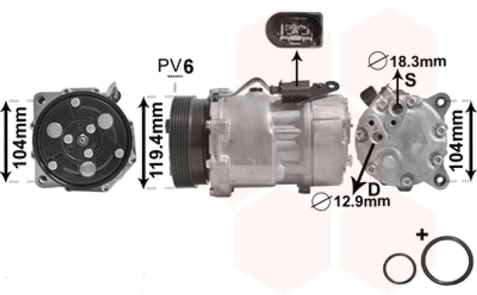 Van Wezel - AIRCO COMPRESSOR VOOR FORD GALAXY 1995-2000 1111419