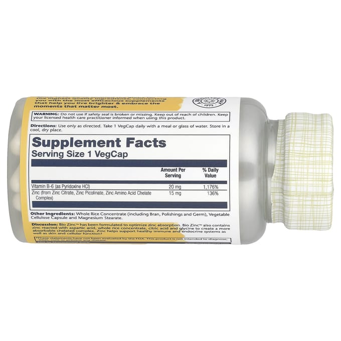 Bio Zink™, 15 mg, 100 vegetarische capsules