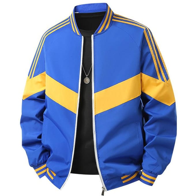 Heren Herfst en Winter Color-blocking Kleurrijke Webbing Casual Jas Dunne Baseball Uniform M yellow