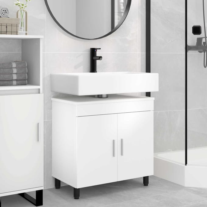 vidaXL - Badkamer - vaniteitsunit - Wit - 60 - x - 35 - x - 60 - cm - Bewerkt - hout