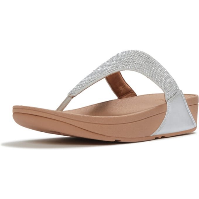 Fitflop Lulu Crystal Embellished Toe Post Sandalen Zilver EU 40 Vrouw