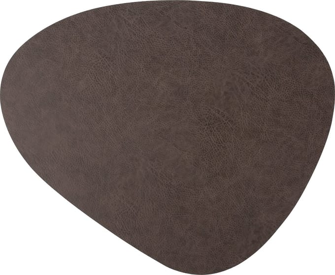 Kade 171 placemats eivormig 6 stuks 44 x 37 cm - lederlook donkerbruin