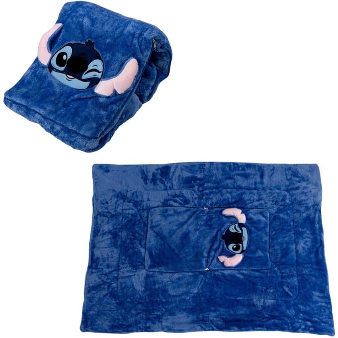 Stitch fleece plaid + kussen 100 x 150 cm - 40 x 40 cm - polyester