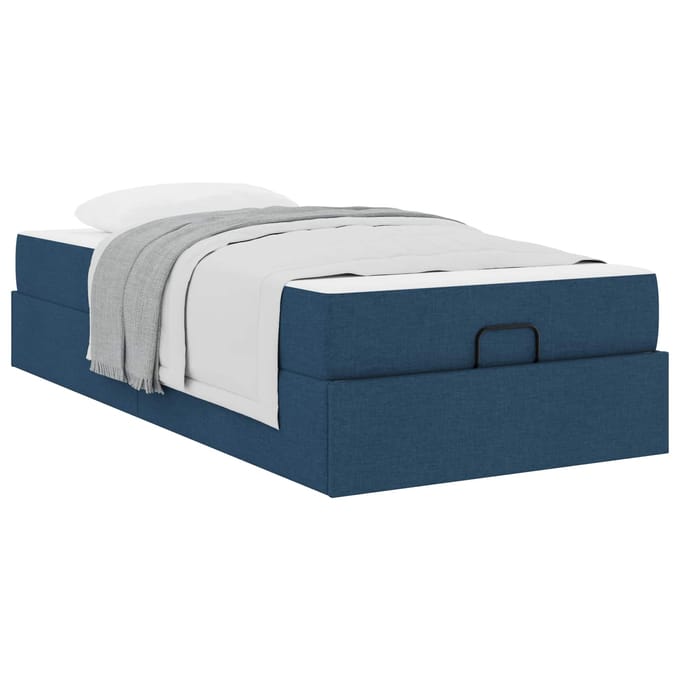 vidaXL - Bedframe - met - matras - 2 - st - Blauw - Stof