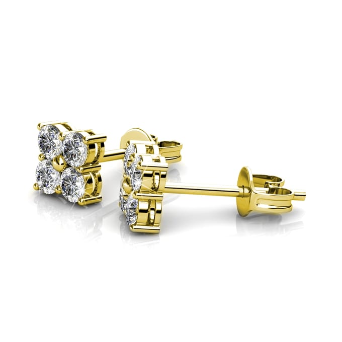 Leuke vierkante oorbellen - goud en kristal