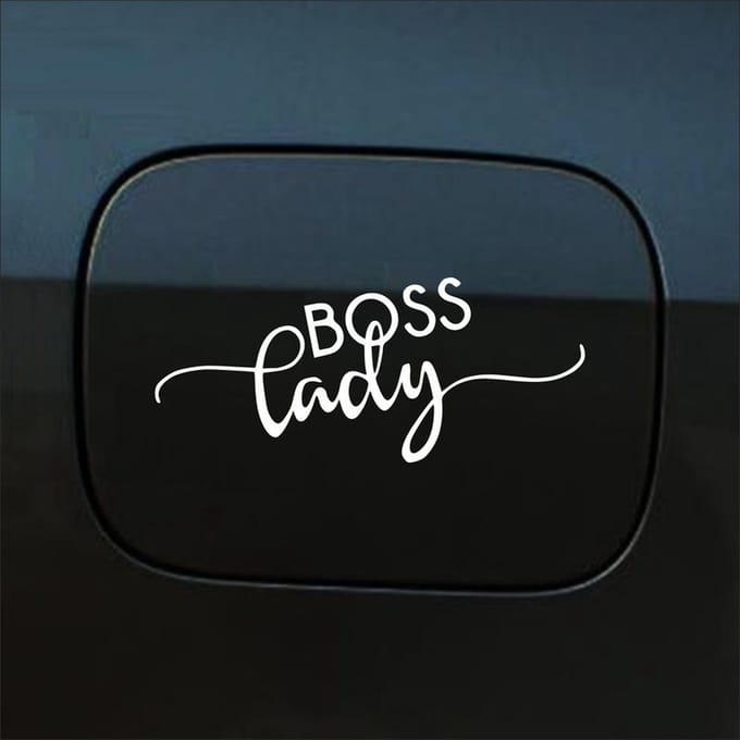 Bumpersticker - Boss Lady - 6 X 14,8 - Wit