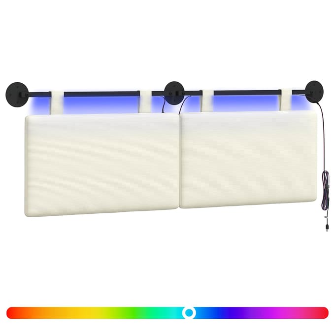 vidaXL - Hangend - hoofdbord - Crèmekleurig - Corduroy - stof
