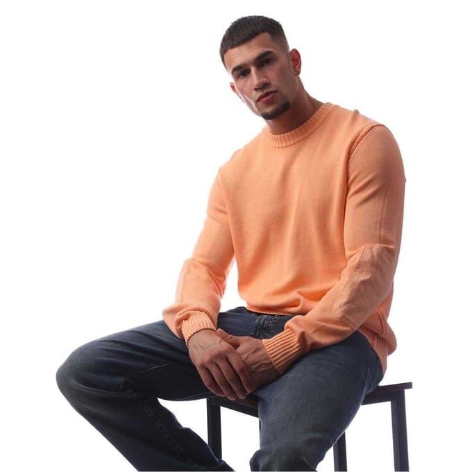 Boss Heren Crew Neck Normale Casual Sweater Top (Pastel Oranje)