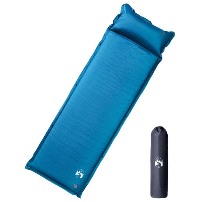 vidaXL - Kampeermatras - met - kussen - zelfopblazend - 1-persoons - turquoise